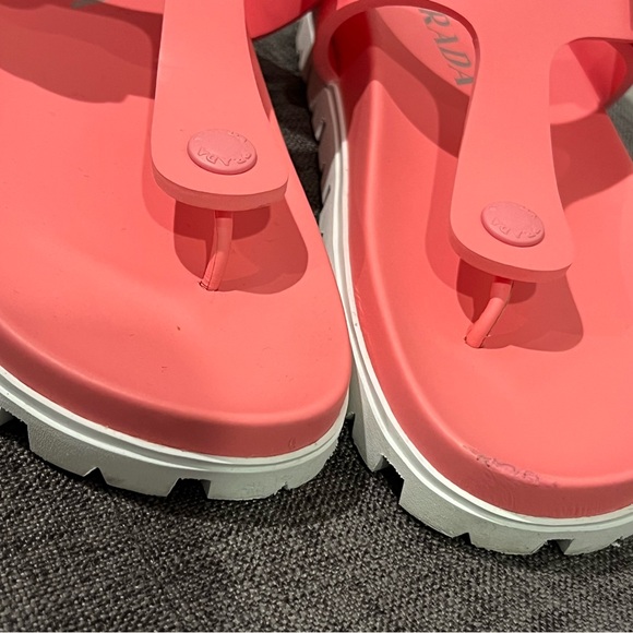 Prada EVA Rubber Buckled Lug Sole 20mm Thong Sandals 36 Begonia - Picture 6 of 6